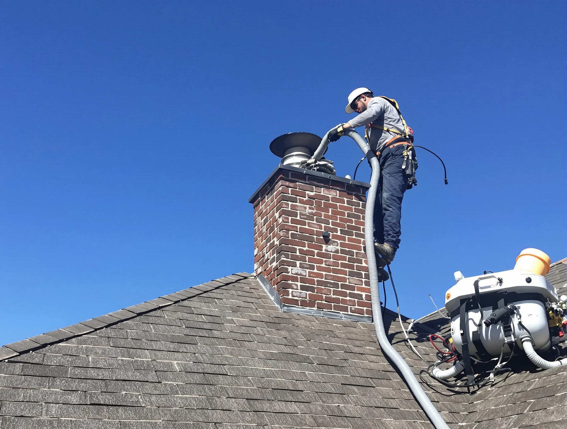 Dedicated Gallatin Chimney Sweep team member cleaning a chimney in Gallatin, TN