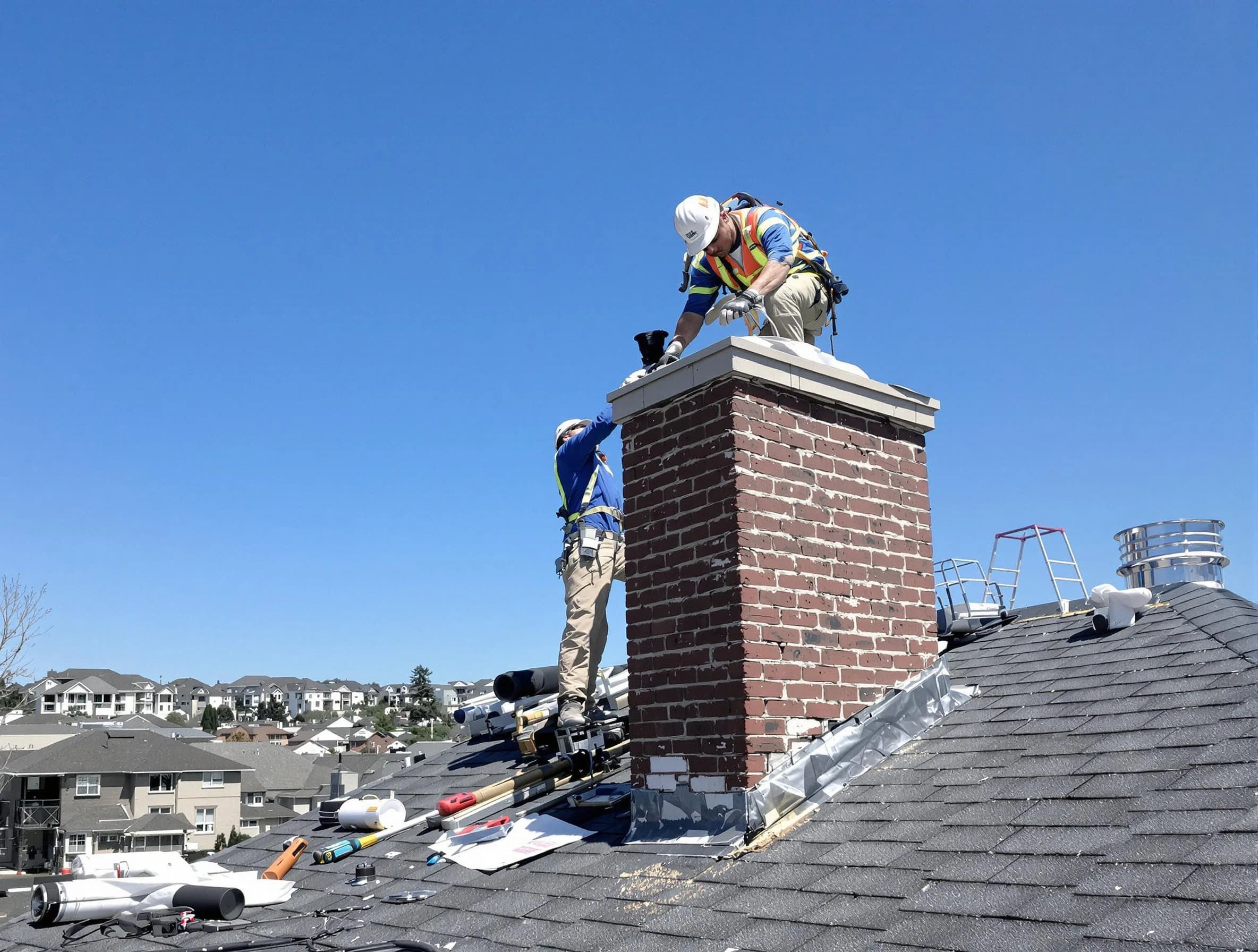 Gallatin Chimney Sweep repairing a chimney crown in Gallatin, TN