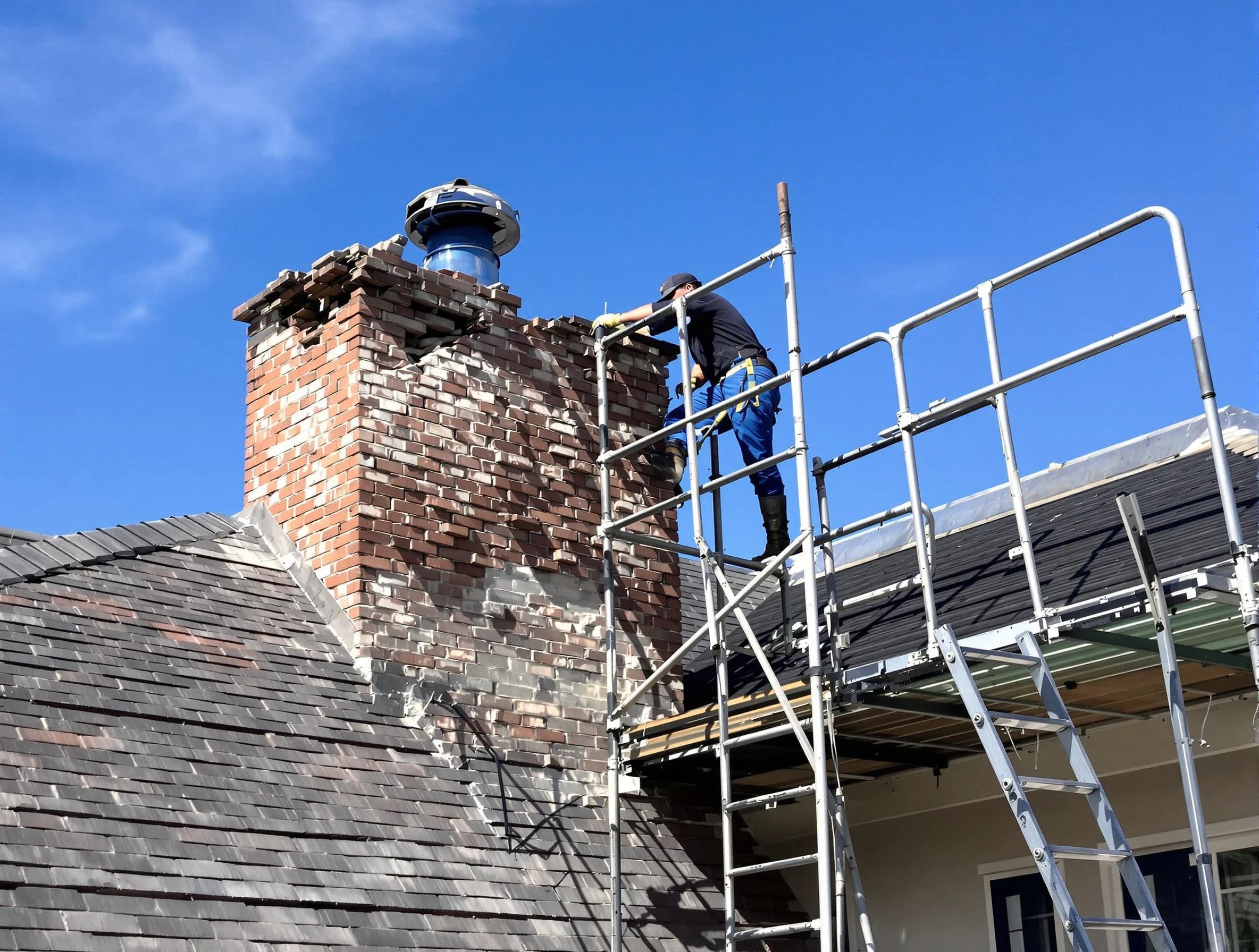Rebuilding a chimney structure by Gallatin Chimney Sweep in Gallatin, TN