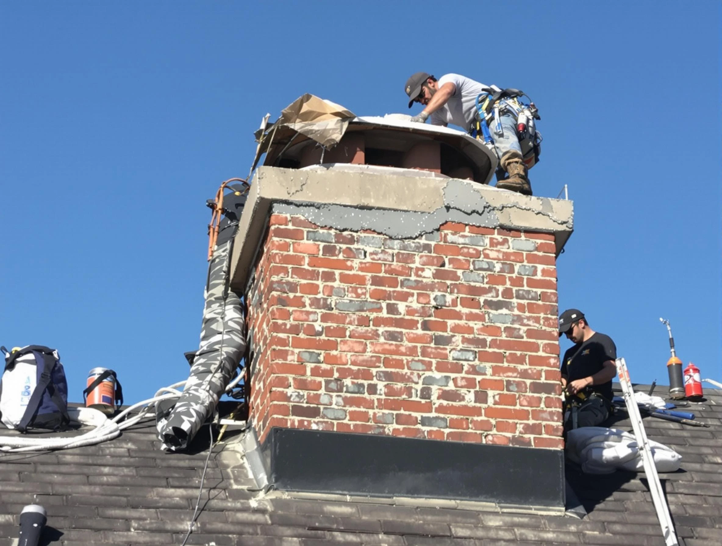 Gallatin Chimney Sweep installing a custom chimney crown in Gallatin, TN