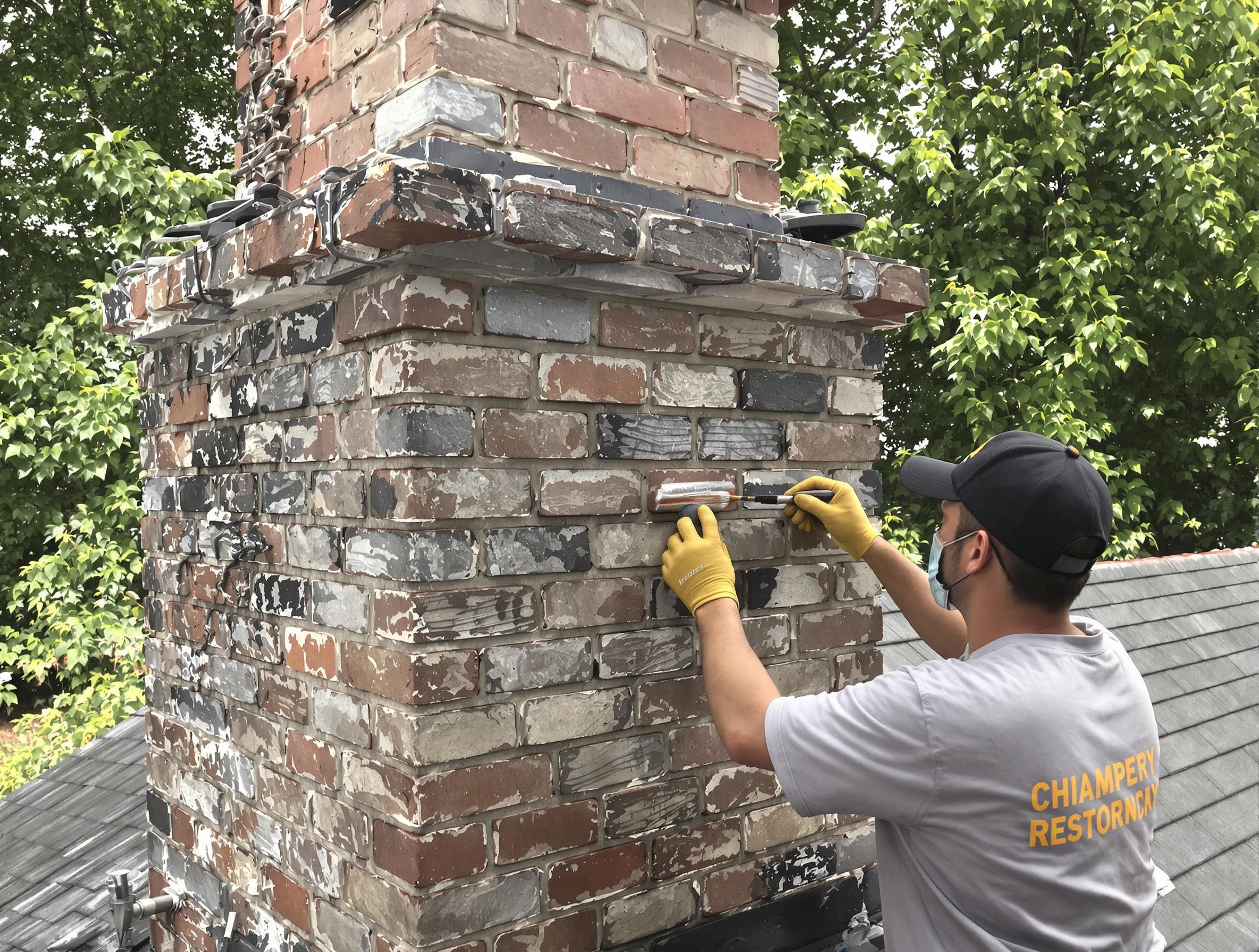 In-progress chimney restoration by Gallatin Chimney Sweep in Gallatin, TN