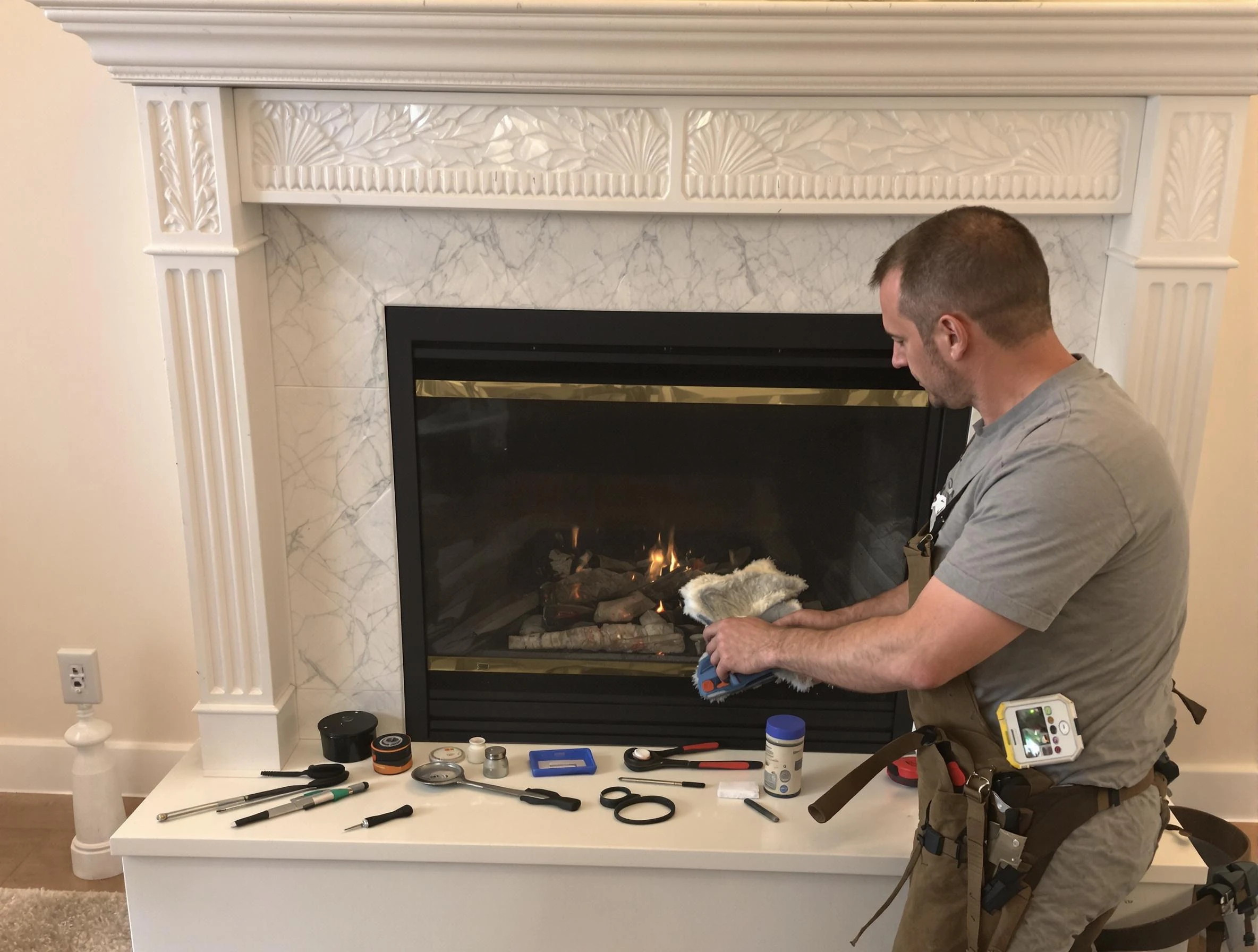 Gallatin Chimney Sweep performing fireplace maintenance in Gallatin, TN